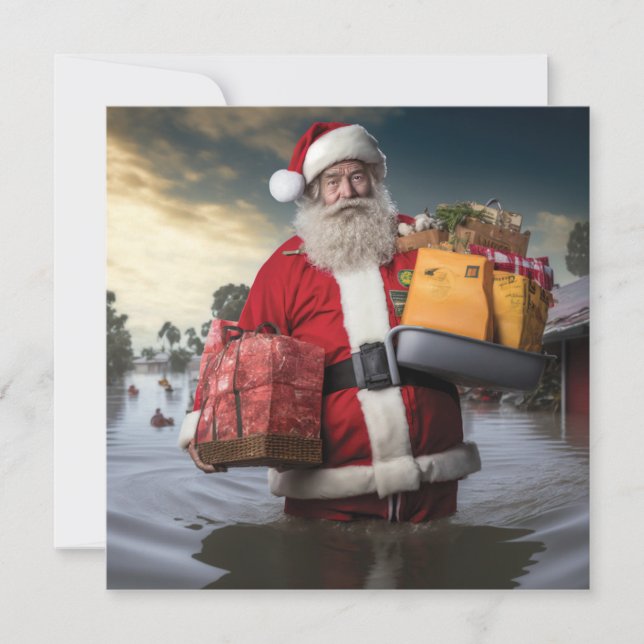 Aussie Santa Flood Single Sided Card Karte (Vorderseite)
