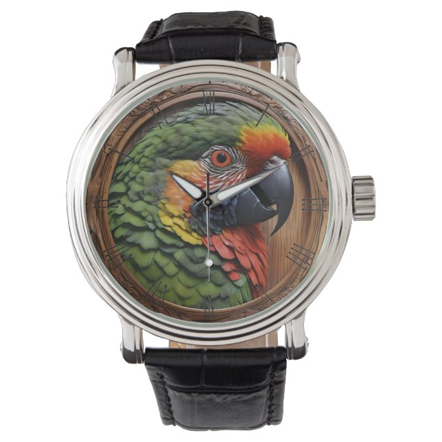 Aussie Spirit: Ein Lorikeet, das in geschnitztem H Armbanduhr (Vorderseite)