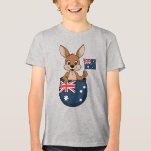 Aussie Spirit - Kangaroo mit australischer Flagge Tri-Blend Shirt
