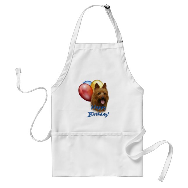 Aussie Terrier Happy Birthday Balloons Schürze (Vorne)