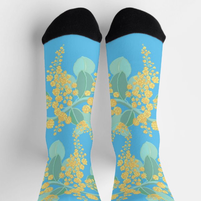 Aussie Wattle blüht grün und gold Socken (Oben)