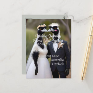 Aussie Wedding Australian Emus, Wedding Postkarte