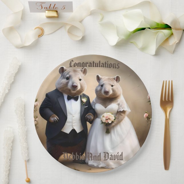 Aussie Weddings Australian Wombats, Wedding Pappteller (Hochzeit)