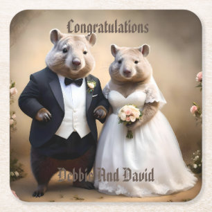 Aussie Weddings Australian Wombats, Wedding Rechteckiger Pappuntersetzer