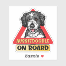 Aussiedoodle an Bord Doodle Dog Red Traffic Sign