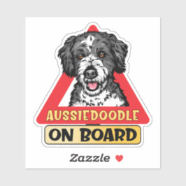 Aussiedoodle an Bord Doodle Dog Red Traffic Sign Aufkleber