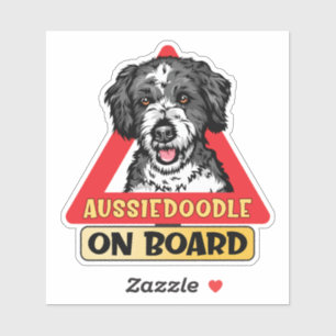 Aussiedoodle an Bord Doodle Dog Red Traffic Sign Aufkleber
