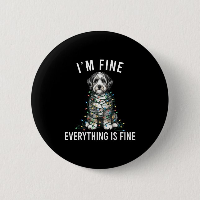 Aussiedoodle Christmas I'm Fine Everything Is Fine Button (Vorderseite)