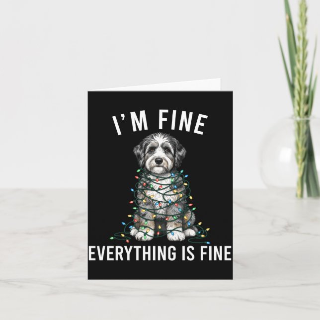 Aussiedoodle Christmas I'm Fine Everything Is Fine Karte (Vorderseite)