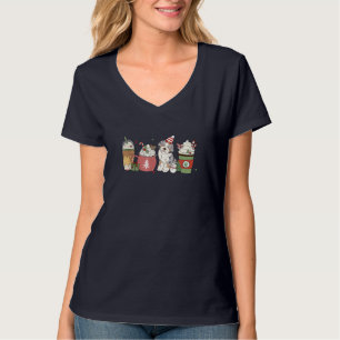 Aussiedoodle Coffee Latte Winter Christmas Dog Mam T-Shirt