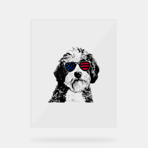 Aussiedoodle Dog 4. Juli USA Flagge Acrylschild