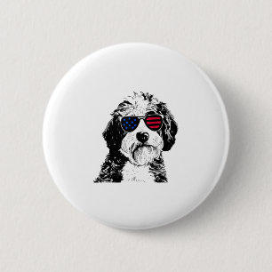Aussiedoodle Dog 4. Juli USA Flagge Button