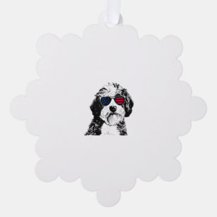 Aussiedoodle Dog 4. Juli USA Flagge Ornament Karte