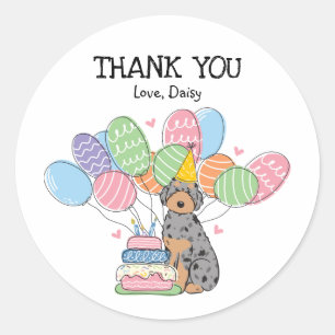 Aussiedoodle Dog Birthday Party Gefallen Tags Stic Runder Aufkleber