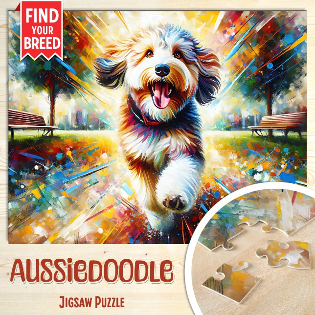 Aussiedoodle Dog Portrait Akrylkkunstdruckhund Puzzle (Von Creator hochgeladen)