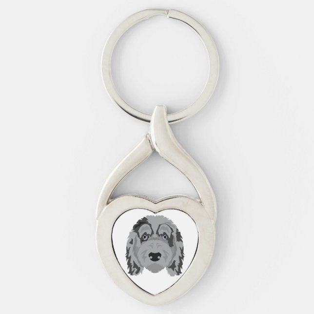 Aussiedoodle-Hundemischung Schlüsselanhänger (Vorderseite)