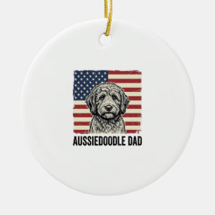 Aussiedoodle Papa Patriotisches Vintage-Hund-Shirt Keramik Ornament