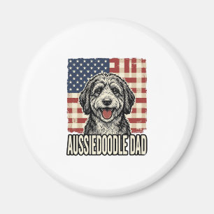 Aussiedoodle Papa Patriotisches Vintage-Hund-Shirt Magnet