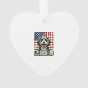 Aussiedoodle Papa Patriotisches Vintage-Hund-Shirt Ornament