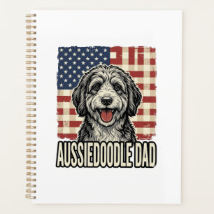 Aussiedoodle Papa Patriotisches Vintage-Hund-Shirt Planer