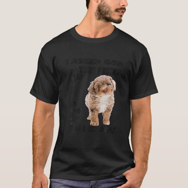 Aussiedoodle Quote Mama, Aussiepoo Vater, Niedlich T-Shirt (Vorderseite)