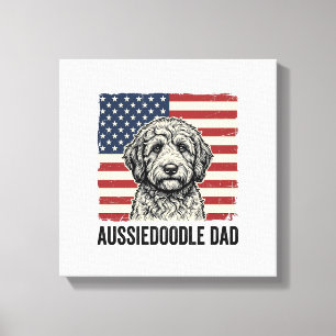 Aussiedoodle-Vater Patriotisches Vintage-Hund-Shir Leinwanddruck