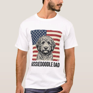 Aussiedoodle-Vater Patriotisches Vintage-Hund-Shir T-Shirt