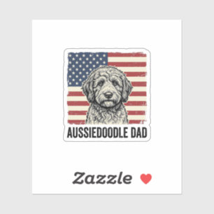 Aussiedoodle-Vater-patriotisches-vintage-Hunde-Shi Aufkleber