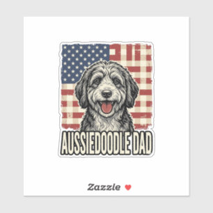 Aussiedoodle-Vater-patriotisches-vintage-Hunde-Shi Aufkleber