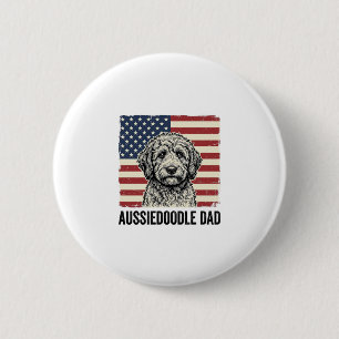 Aussiedoodle-Vater-patriotisches-vintage-Hunde-Shi Button