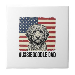 Aussiedoodle-Vater-patriotisches-vintage-Hunde-Shi Fliese