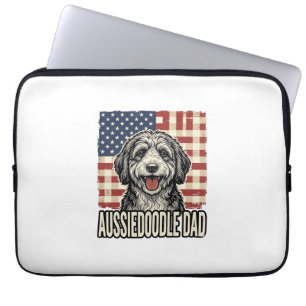Aussiedoodle-Vater-patriotisches-vintage-Hunde-Shi Laptopschutzhülle