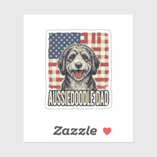 Aussiedoodle-Vater-patriotisches-vintage-Hundefoto Aufkleber