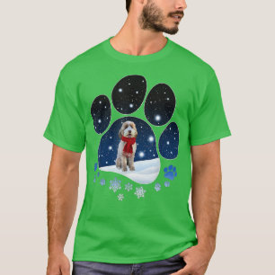 Aussiedoodle Winter Snow Paw Hunde Weihnachten T-Shirt
