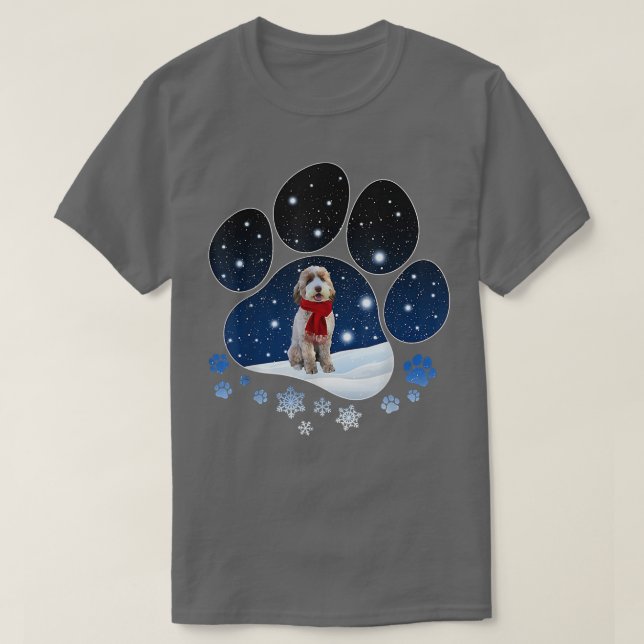 Aussiedoodle Winter Snow Paw Hunde Weihnachten T-Shirt