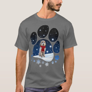 Aussiedoodle Winter Snow Paw Hunde Weihnachten T-Shirt