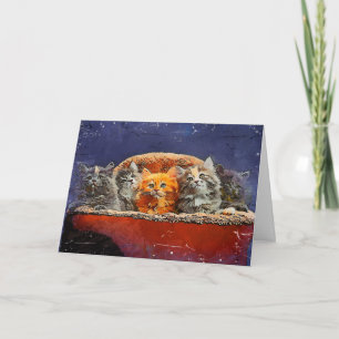 Ausstellen in der Crowd Birthday Kittens Card Karte