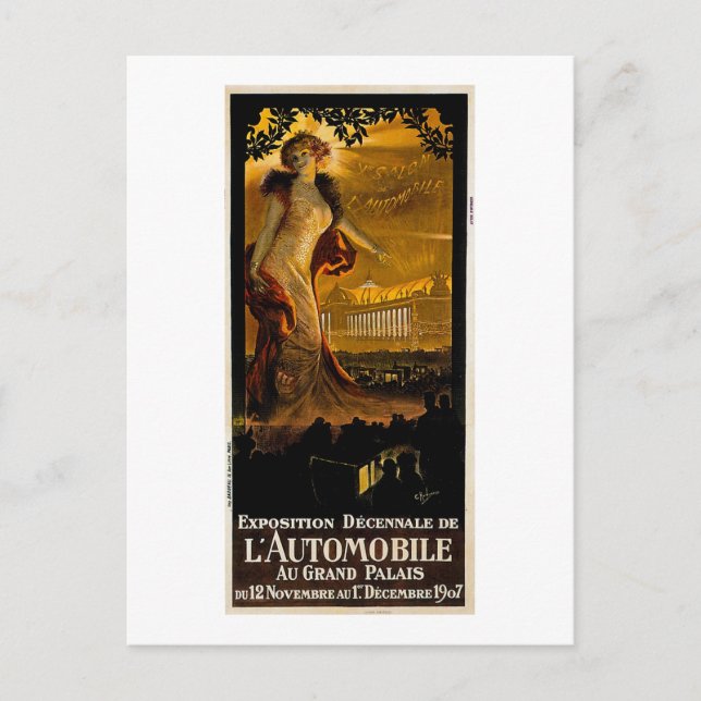 Ausstellung "De l'Automobile" - 1907 Postkarte (Vorderseite)