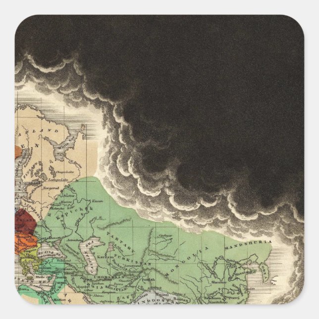 Ausstellung des Kaiserreichs von Kublai Khan 1294  Quadratischer Aufkleber (Vorderseite)