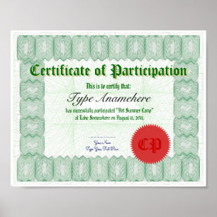 Ausstellung eines Teilnahmezertifikats Poster