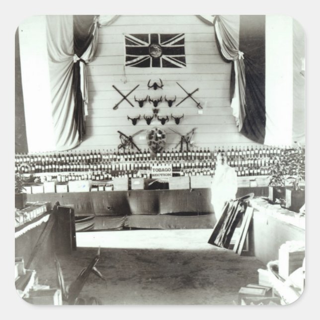 Ausstellung Trinidad und Tobago, 1890 Quadratischer Aufkleber (Vorderseite)