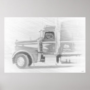 Ausstellung von Lastwagen und Fahrern Art Illustra Poster