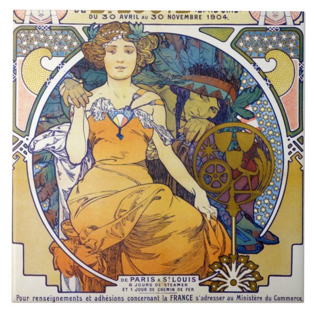 Ausstellung von St. Louis, Mucha Fliese (Vorderseite)