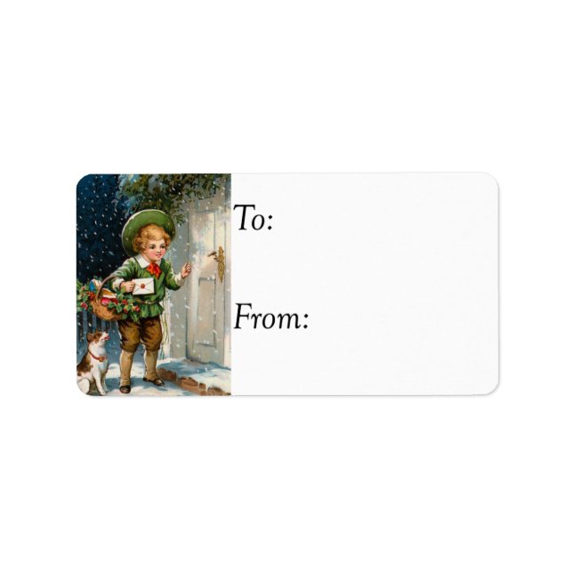 Ausstellung von Weihnachtskarten Vintager Geschenk Adressaufkleber (Vorne)