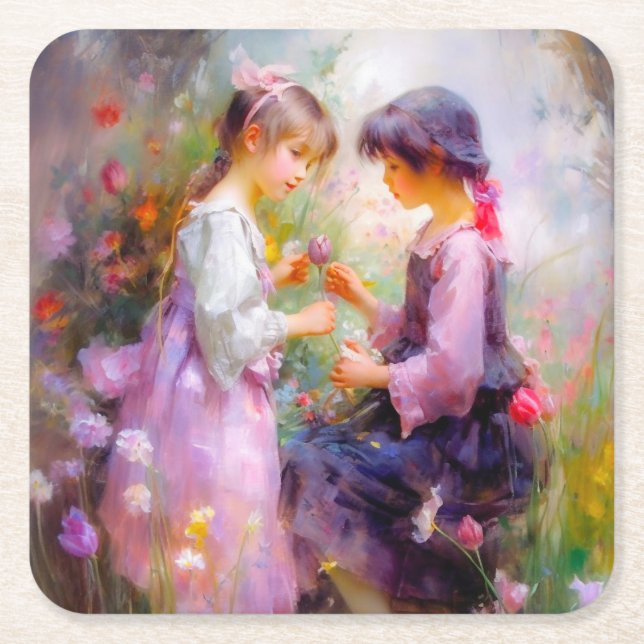 Austausch von Rose und Freundschaft Rechteckiger Pappuntersetzer (Vorderseite)