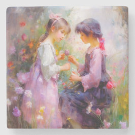 Austausch von Rose und Freundschaft Steinuntersetzer