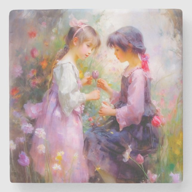 Austausch von Rose und Freundschaft Steinuntersetzer (Vorderseite)