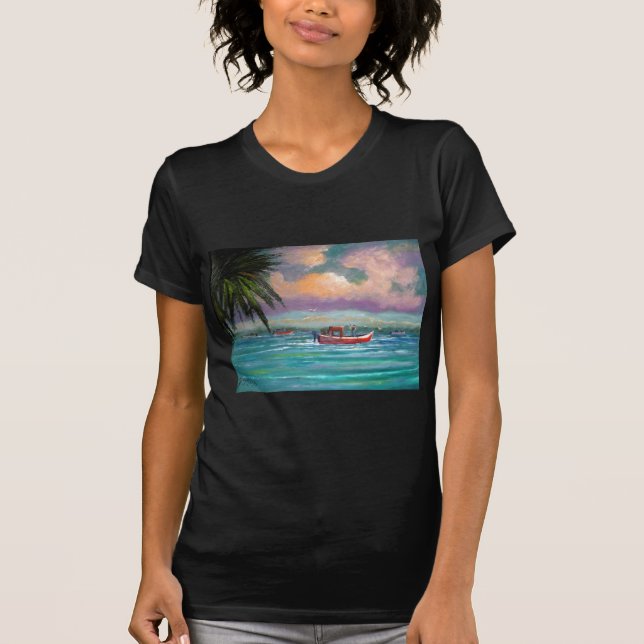 Auster, die in Apalachicola-Bucht erntet T-Shirt (Vorderseite)
