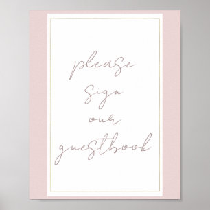 Austern-Rosa und Gold Moderne Hochzeit Gästebuch-S Poster