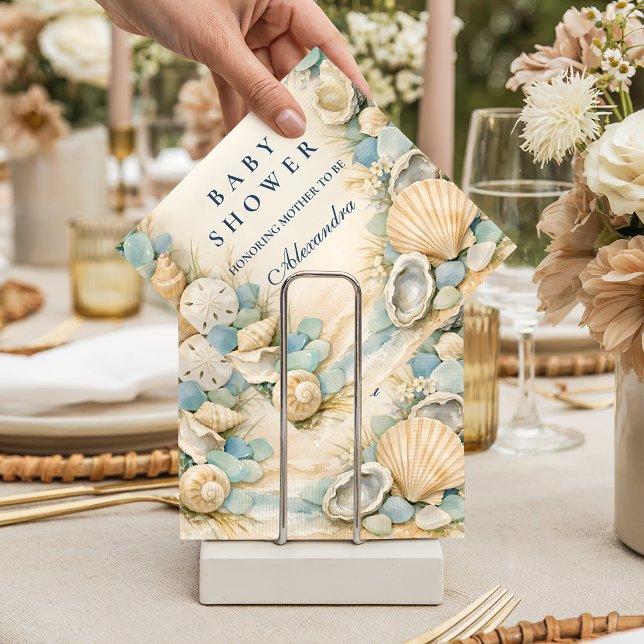 Austern- und Seesternchen-Strand-Baby-Party Serviette (Von Creator hochgeladen)